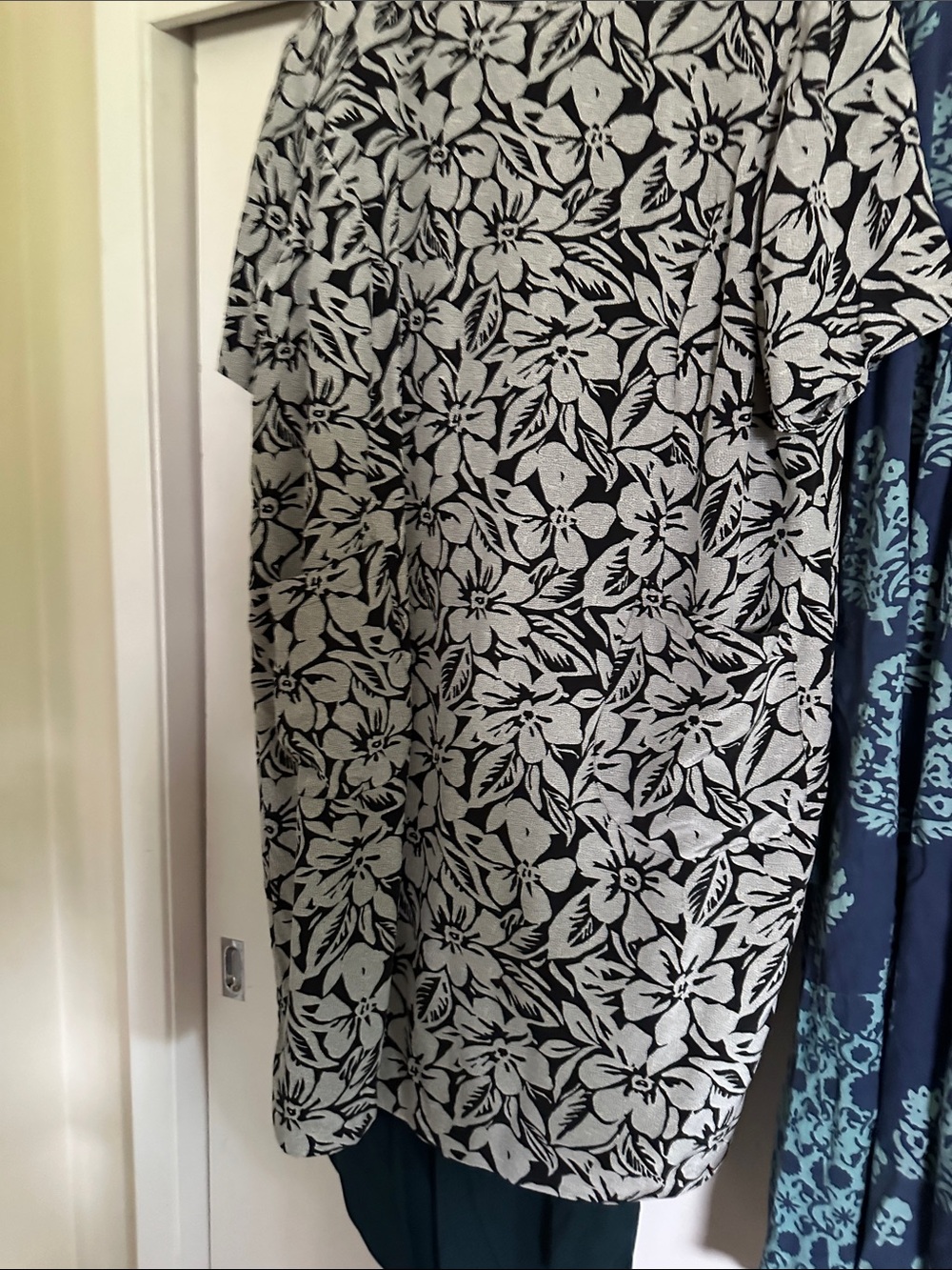 Floral Print Black and White Midi Dress - Women's Effortless Style